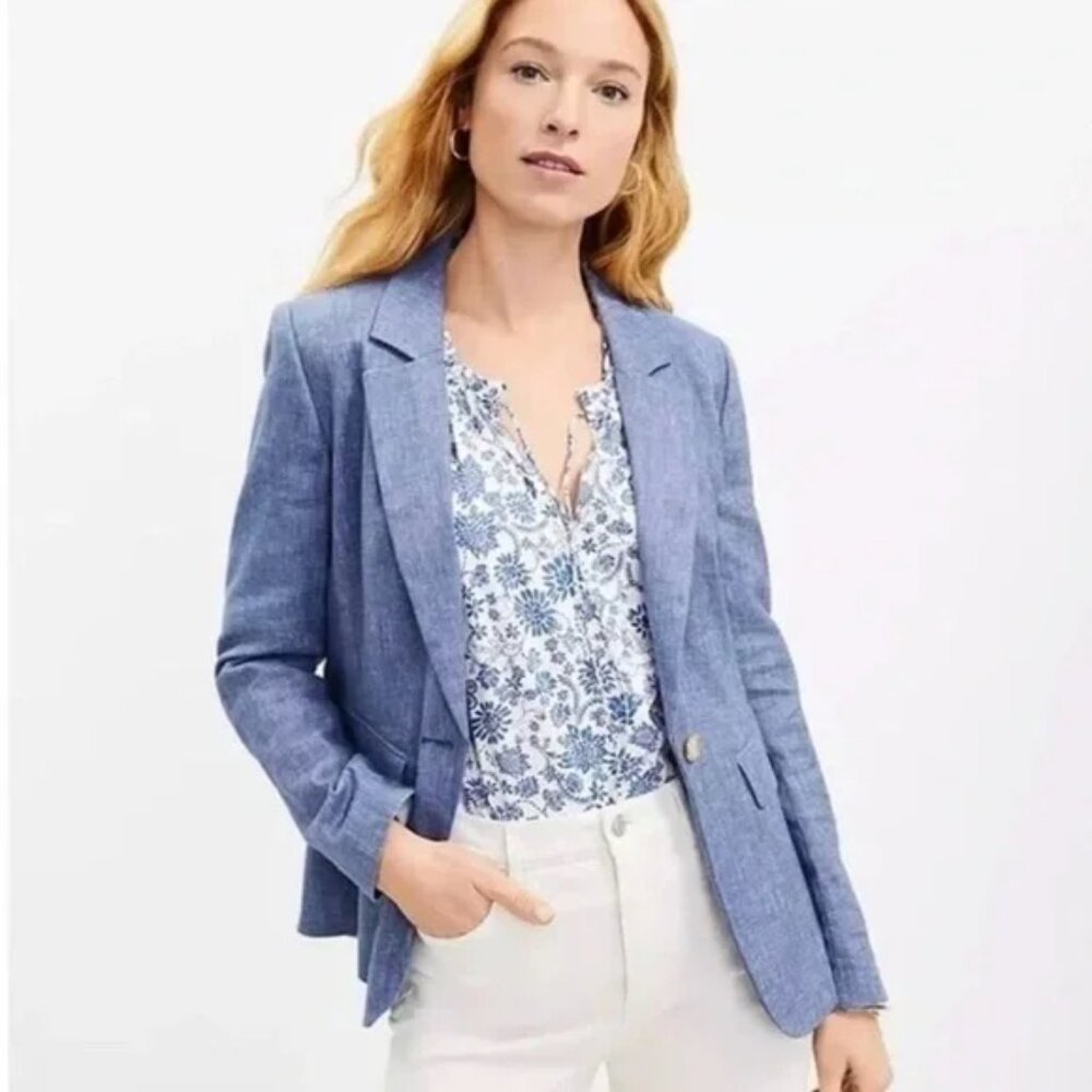 LOFT Blazer Cotton Linen Women Size 10